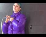 Get an Archive Video with Mara enjoying a shower with her shiny nylon downjacket 5