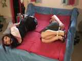 Get 4 short videoclips with Jill and a friend bound and gagged in shiny nylon shorts and a shiny nylon skirt from 2005-2008! 9