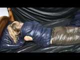 Watch Samantha enjoying shiny nylon Downwear in her shiny nylon Bed from our Archives 2012 6