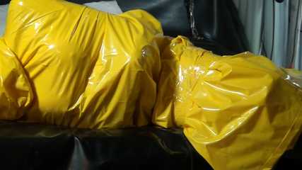 Think, Bondage in plastic rainwear Bondage in plastic rainwear