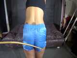 Get a Video with Sandra getting bound, gagged and spanked in her shiny nylon Shorts 6