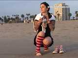 033005 Renee Takes A Daring Pee On Muscle Beach 6