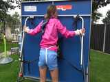 Watch Sandra enjoying Bondage in her shiny nylon Shorts in the Garden Pantyhooded finally 7