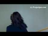 037001 Carmen Pees On Her Friend's Staircase 5