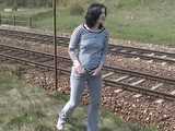 033022 Renee Picks A Bad Moment To Pee By The Railway 8