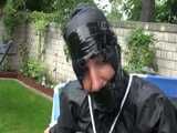 Watch Sandra enjoying Bondage  in her shiny nylon  Rainwear outside 10