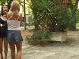023060 Ewa Takes Cover By A Planter To Pee In The Square 6