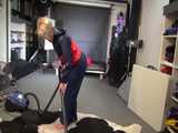 Watch sonja cleaning the room in her shiny nylon Rainwear 10